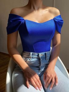 Women Satin Off Shoulder Corset Top by ou mackson